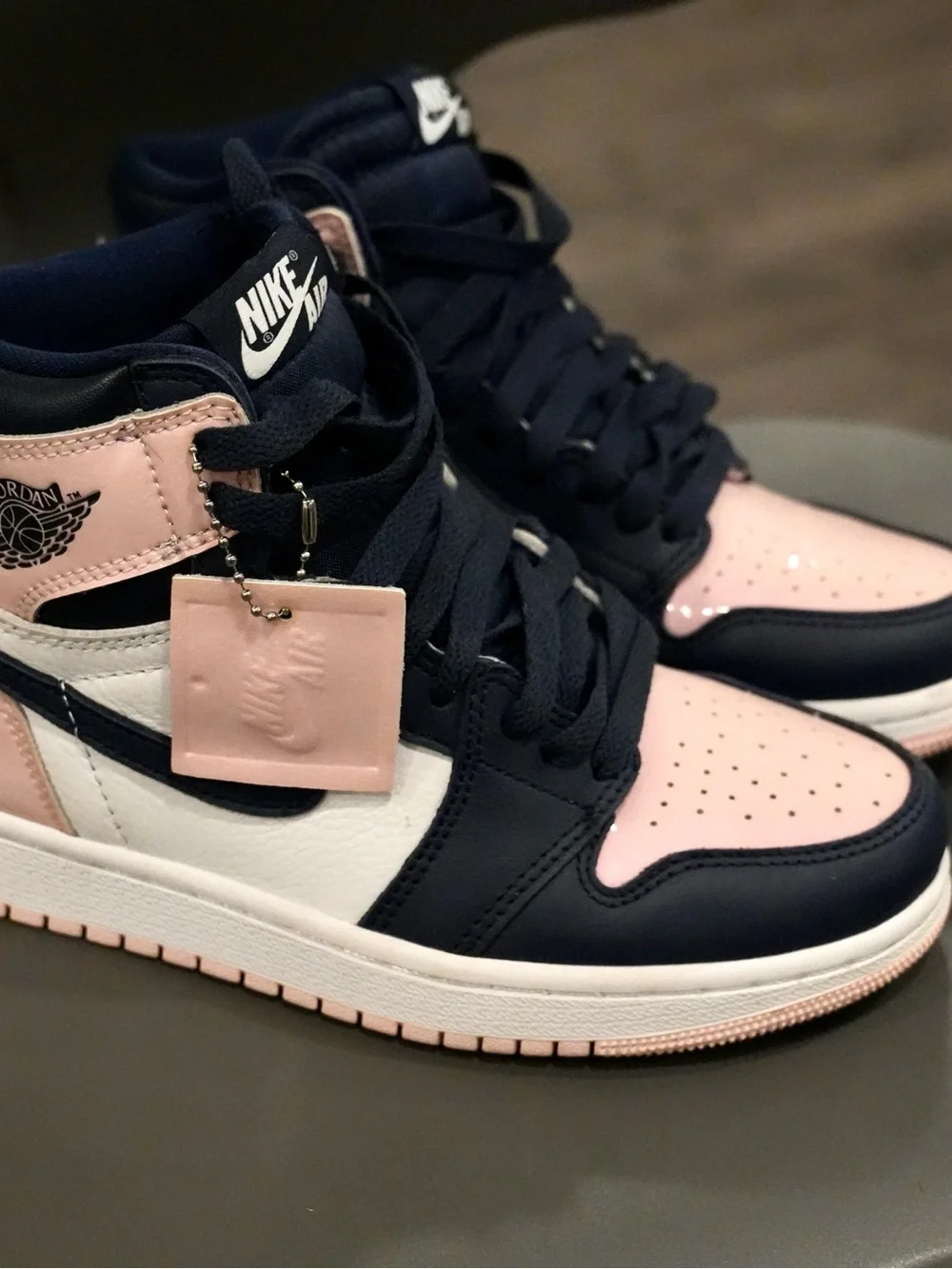 Nike Kids High-Top Sneakers in Navy, Pink & White